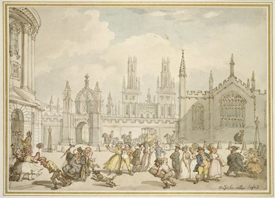 All Souls College, Oxford or Radcliffe Square, Oxford by Thomas Rowlandson